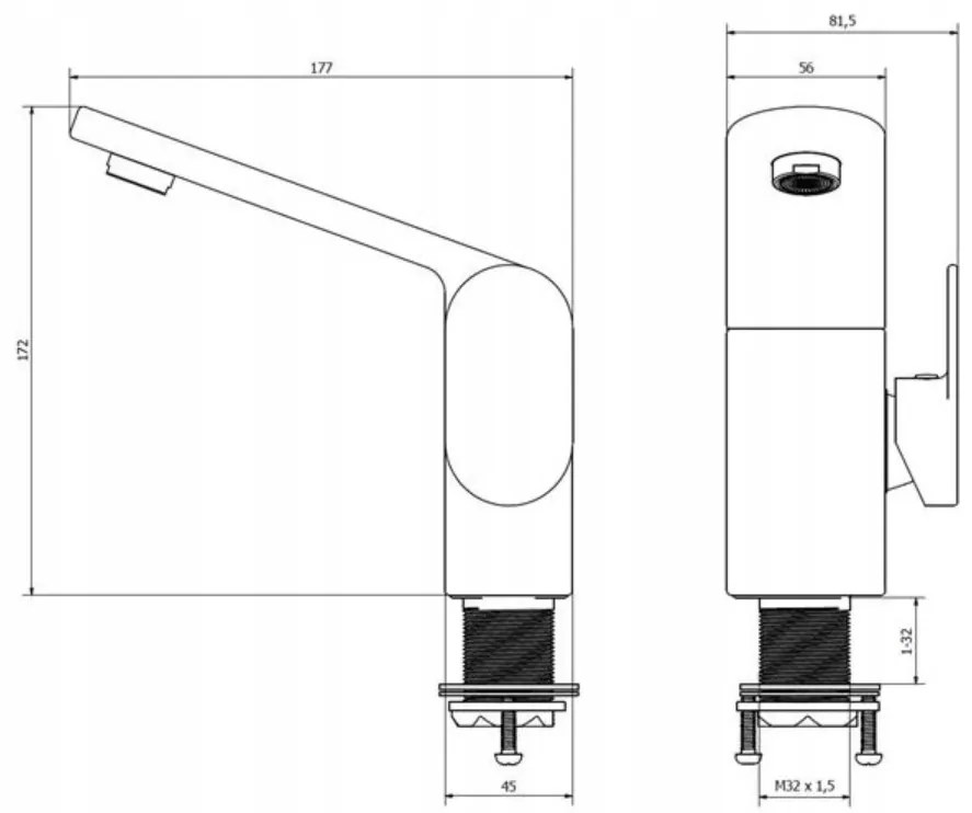 Erga Futura, umývadlová batéria H172mm, chrómová, ERG-03001