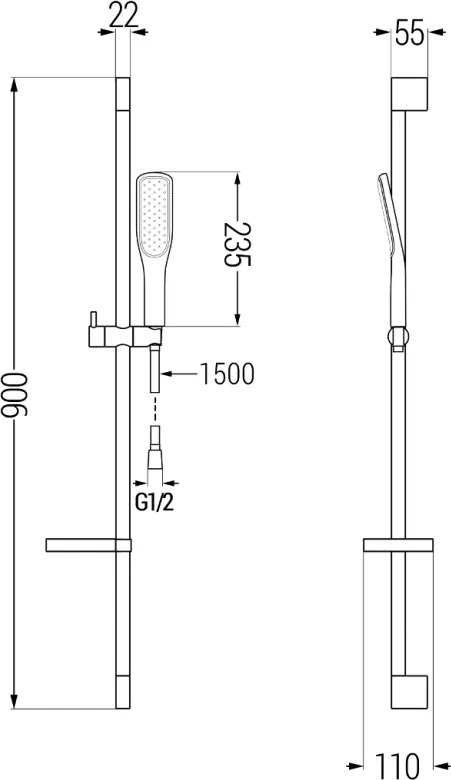 Mexen sprchový set DS49, čierna/zlatá, 785494583-75