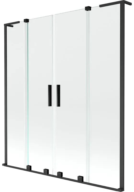 Mexen Velar L Duo, 2-krídlová posuvná vaňová zástena 140 x 150 cm, 8mm číre sklo, čierna matná, 896-140-003-02-70