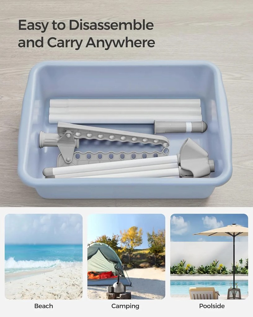 Sušiak na bielizeň s 3 otočnými ramenami na vešiaky, výška 150 cm, sivo-biely