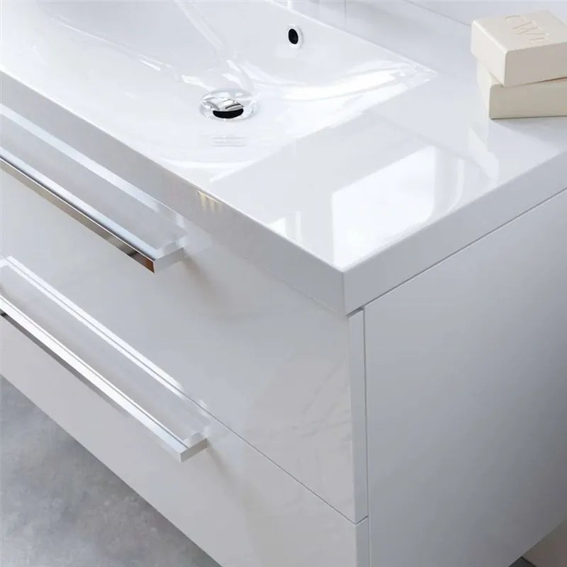 Mereo, Bino, kúpeľňová skrinka s umývadlom z liateho mramoru 61x46x58 cm, biela, MER-CN660M