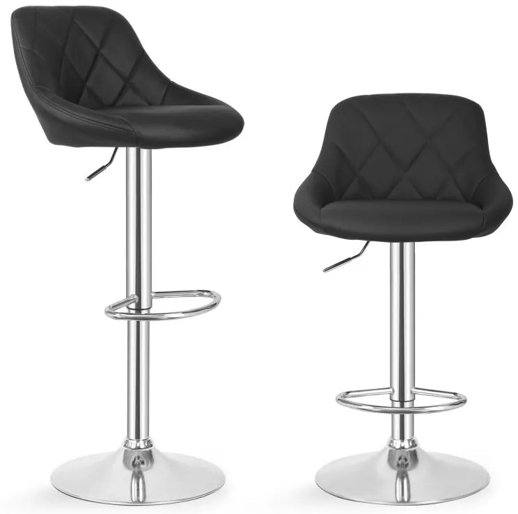 MIADOMODO Barová stolička 2ks, bez podrúčky, čierna