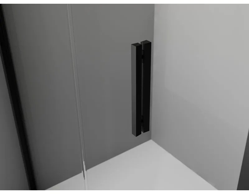 Mexen Exo, päťuholníkový sprchový kút s výklopnými dverami 100 x 100 cm, 6mm číre sklo, čierny profil, 812-100-100-70-00