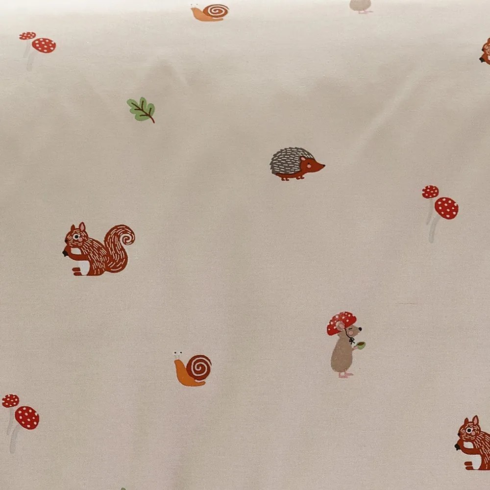 Béžová napínacia detská plachta na jednolôžko 90x190 cm Fox and Woodland Friends – Catherine Lansfield