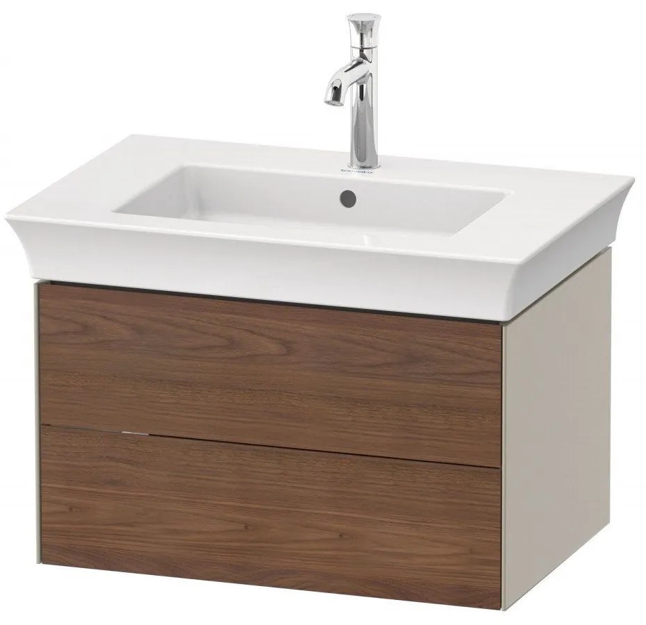 DURAVIT White Tulip závesná skrinka pod umývadlo, 2 zásuvky, 684 x 458 x 410 mm, americký orech masív/taupe matná, WT434107760