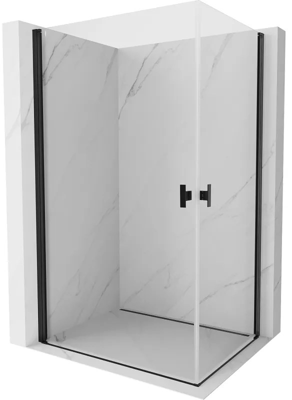 Mexen Mist-B Duo, 2-krídlový výklopný sprchový kút 90 x 85 cm, číre sklo, čierny profil, 8A2-090-085-70-00