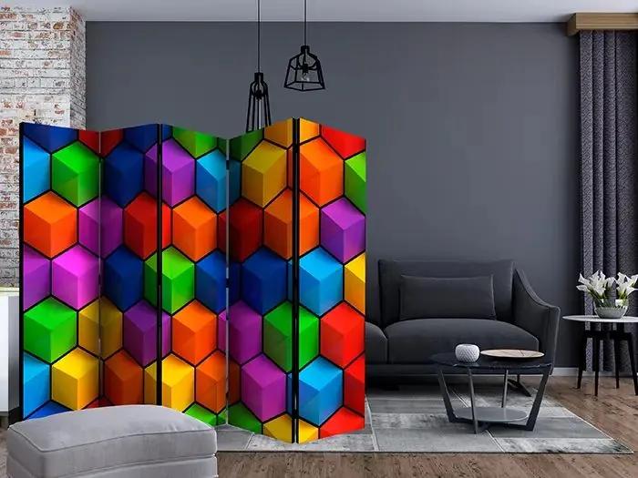 Paraván - Colorful Geometric Boxes II [Room Dividers] Veľkosť: 225x172, Verzia: Jednostranný