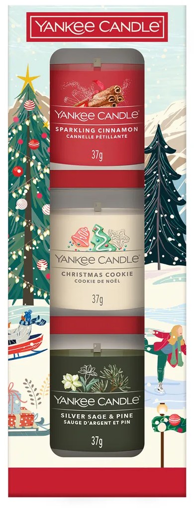 Yankee Candle Darčeková súprava 3 sklenených votívnych sviečok Christmas Classics 2025