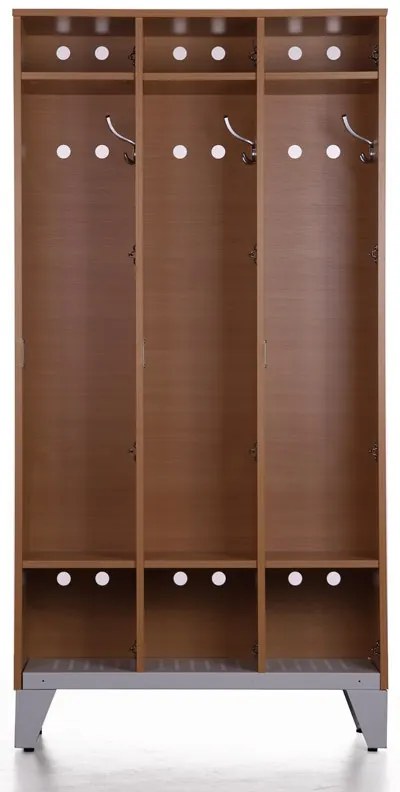 Drevená šatníková skrinka S4 na nohách, 3 dvere, 1750 x 900 x 400 mm, demont, otočný zámok, orech