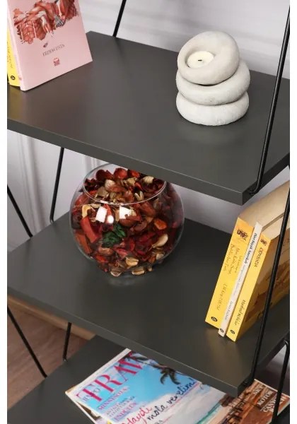 Knižnica BALABAN 165x48 cm antracit/čierna