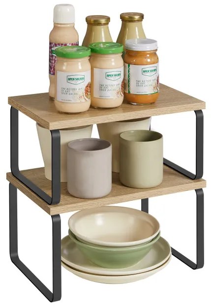 Set stohovateľných poličiek OSKAR KCS020B11 hnedý (2 ks)