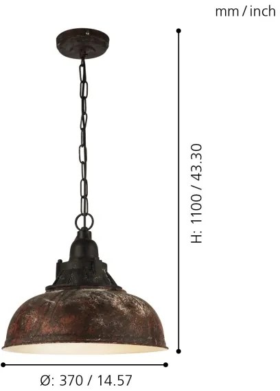 Eglo 49819 - Luster na reťazi GRANTHAM 1 1xE27/60W
