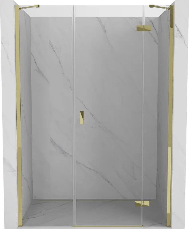 Mexen Mist-H, 1-krídlové sprchové dvere pravé 145 cm, číre sklo, zlatý lesklý profil, 8A5-145-001-50-00-P