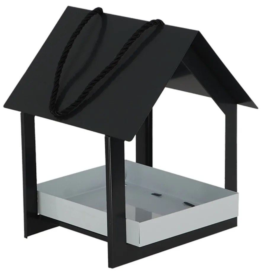 Závesné kŕmidlo pre vtáky Easy, 23x19x19 cm, kov, čierna