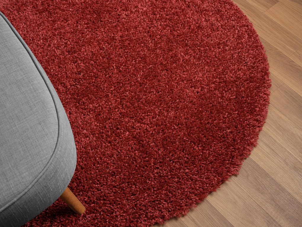 My Flair, Kusový koberec My Shaggy weinrot kruh, 150x150 (priemer) kruh, červená, chodba / predsieň