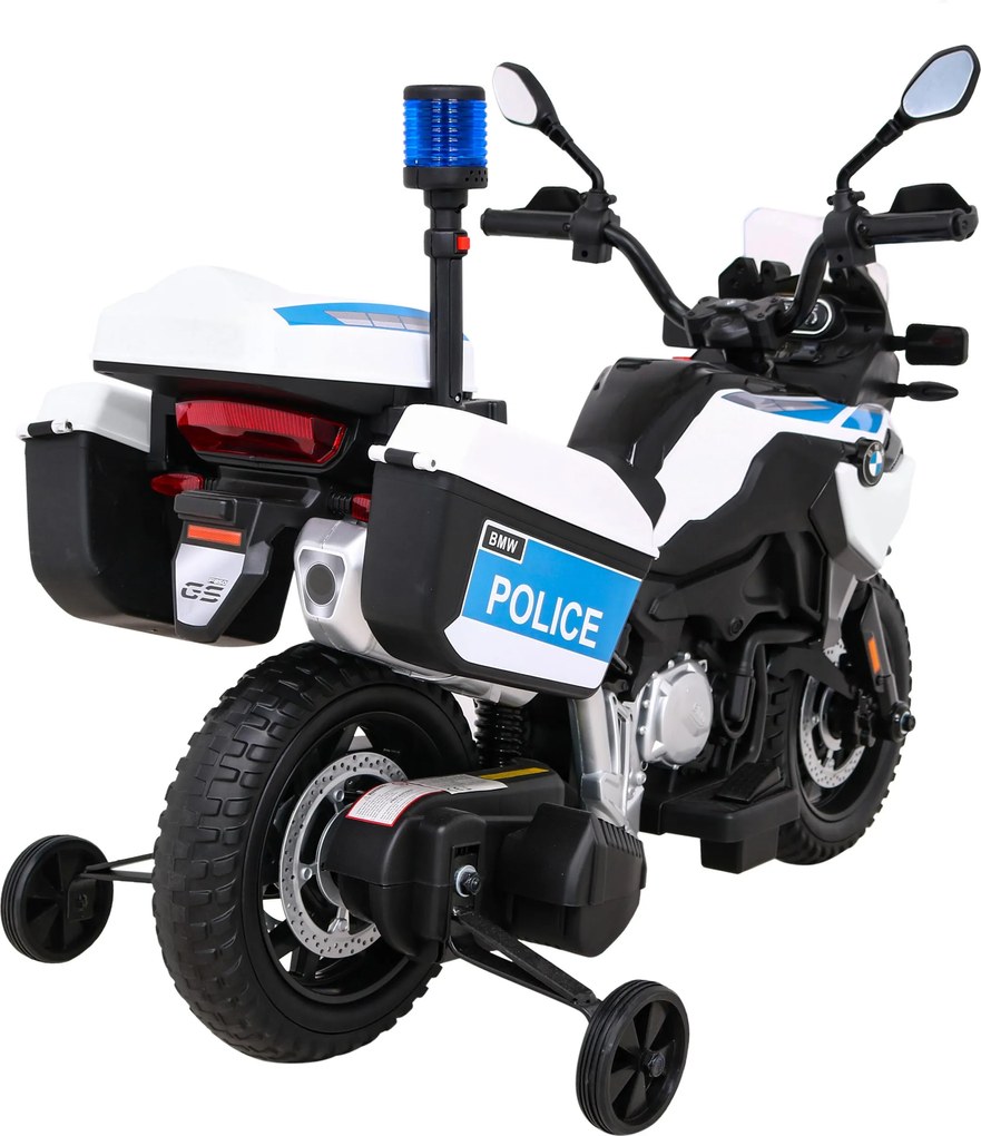 Ramiz Policajný motocykel BMW F850 GS s batériou pre deti + pomocné kolesá + siréna + svetlá + 2 kufre + bezplatné štartovanie
