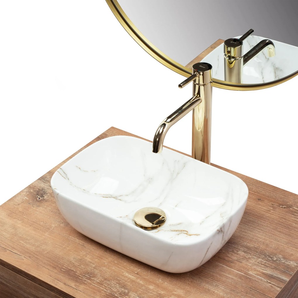 Rea Belinda Mini Shiny Aiax, umývadlo na dosku 36,5x25x11,5 cm, imitácia kameňa, REA-U6505