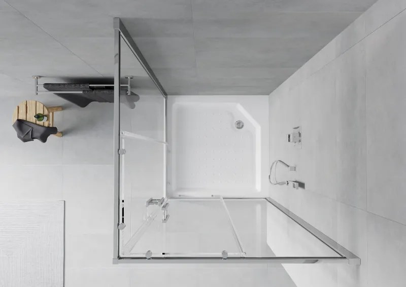 Mexen Rio, štvorcový sprchový kút 90 x 90 cm, 6mm číre sklo, chrómový profil + biela sprchová vanička RIO, 860-090-090-01-00-4510