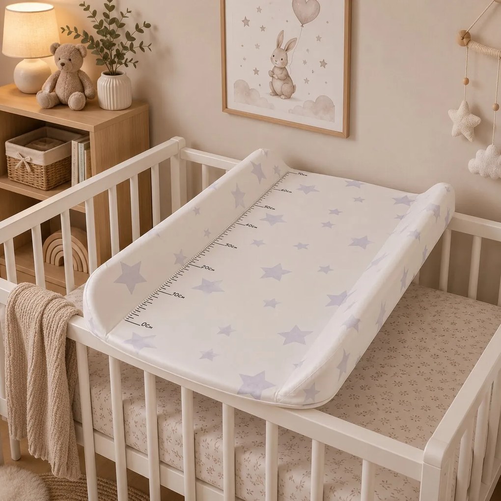Prebaľovací nadstavec 85x50 cm ECOTOYS na postieľku/komodu, profilovaný PVC, hviezdičky