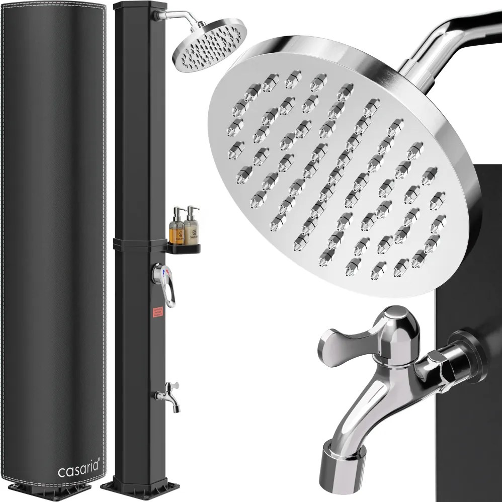 Solárna sprcha s krytom HAVANA, 60 l, čierna Casaria