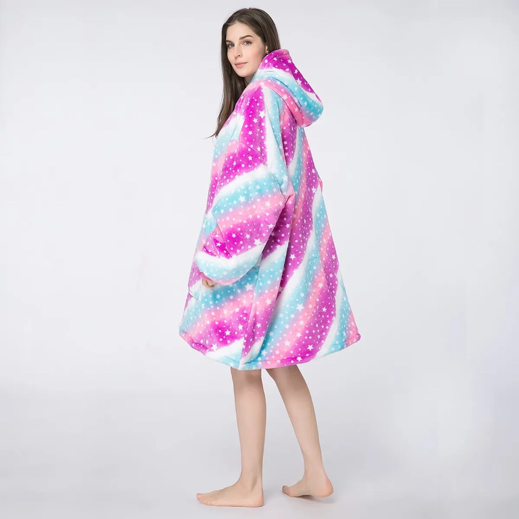 Baránková mikinová deka s rukávmi a kapucňou AURORA farebná