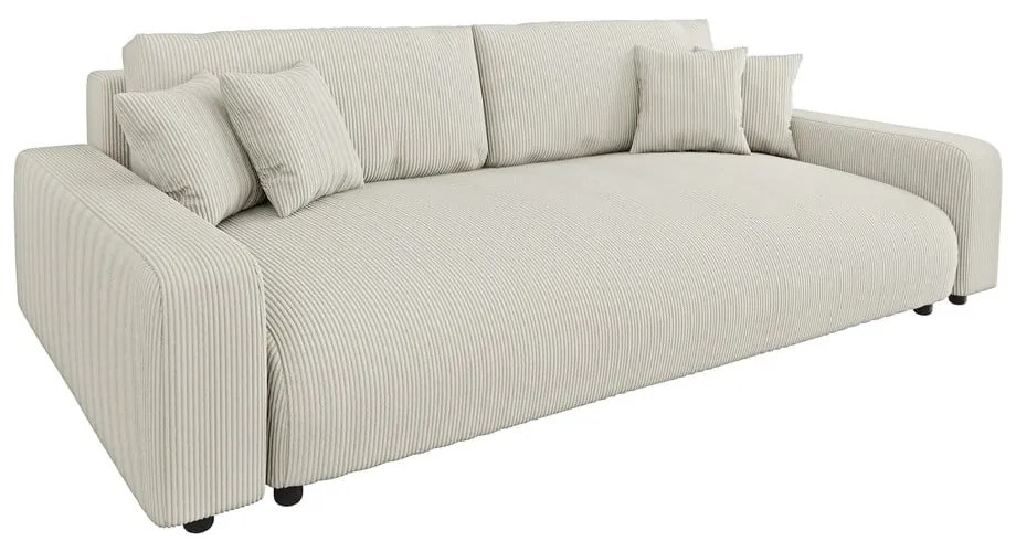 Krémová menčestrová rozkladacia/s úložným priestorom pohovka 234 cm Sara – Ropez