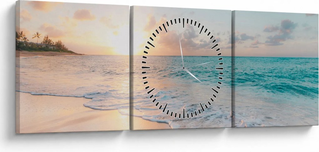 Obraz - Snová pláž (s hodinami) (90x30 cm)