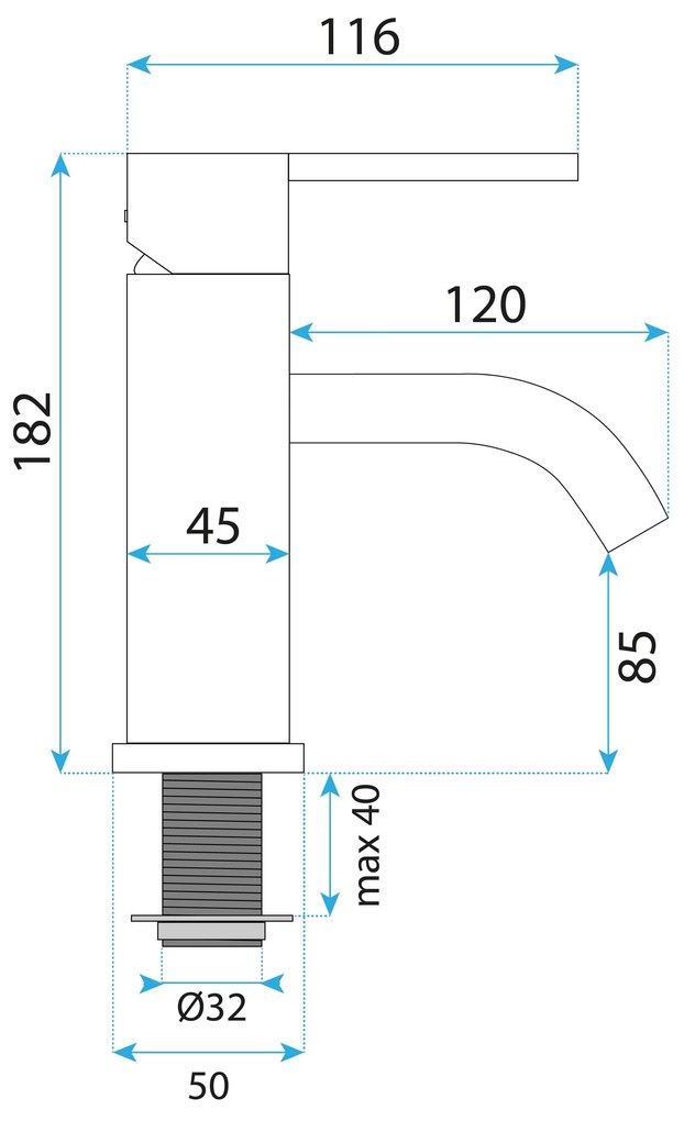 Rea Foster, umývadlová batéria h-180, brúsená oceľ, REA-B6323