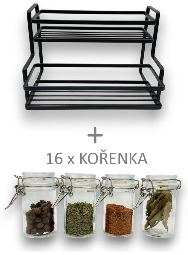 Zeller Present Sada 16ks koreničiek HERMES s poličkou na korenie RACK, 26×20×17