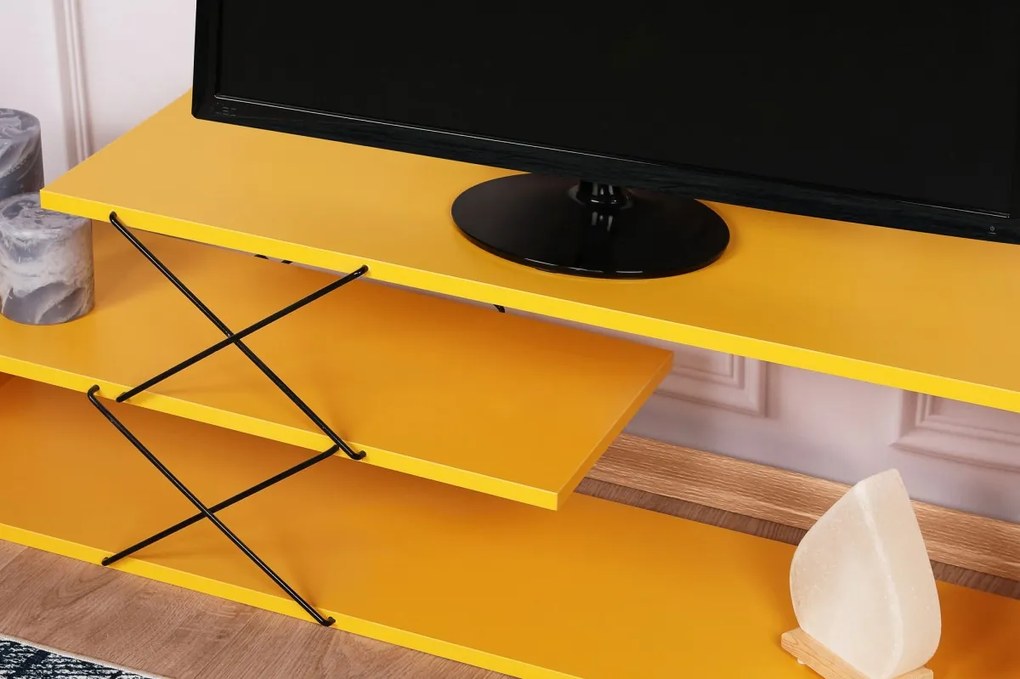 TV stolík Zigzag 120 cm žltý