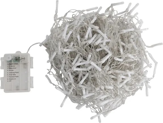 Aigostar - LED vonkajší vianočný reťazec 300xLED/8 funkcií 3xAA 18x06m IP44 teplá biela