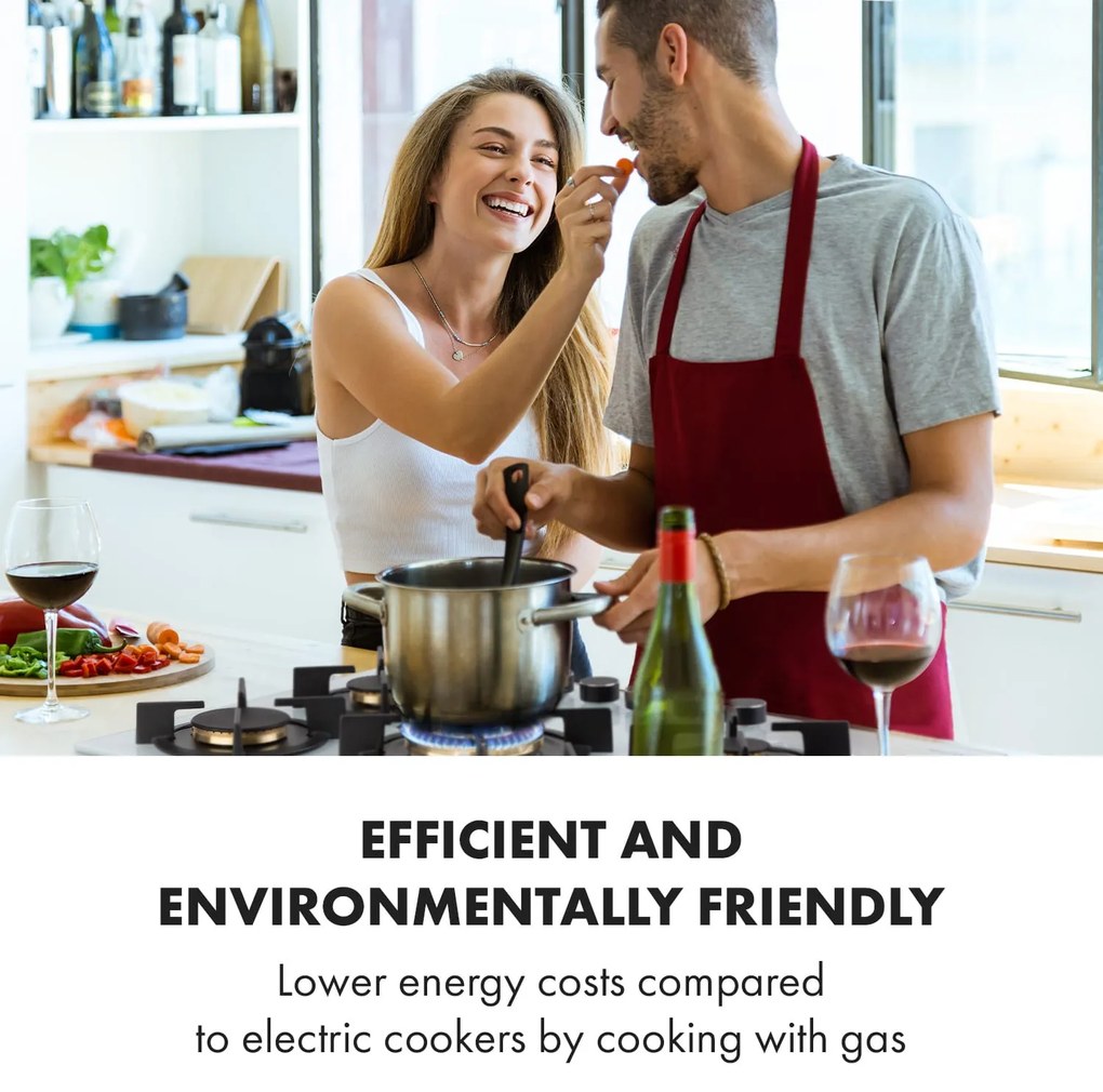 Klarstein Goldflame 5, plynová varná doska, 5 mosadzné horáky, sklokeramika