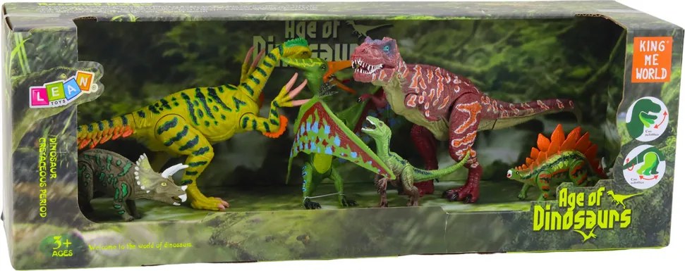 LEAN Toys Sada figúrok dinosaury pohyblivé nohy a čeľuste 6 ks