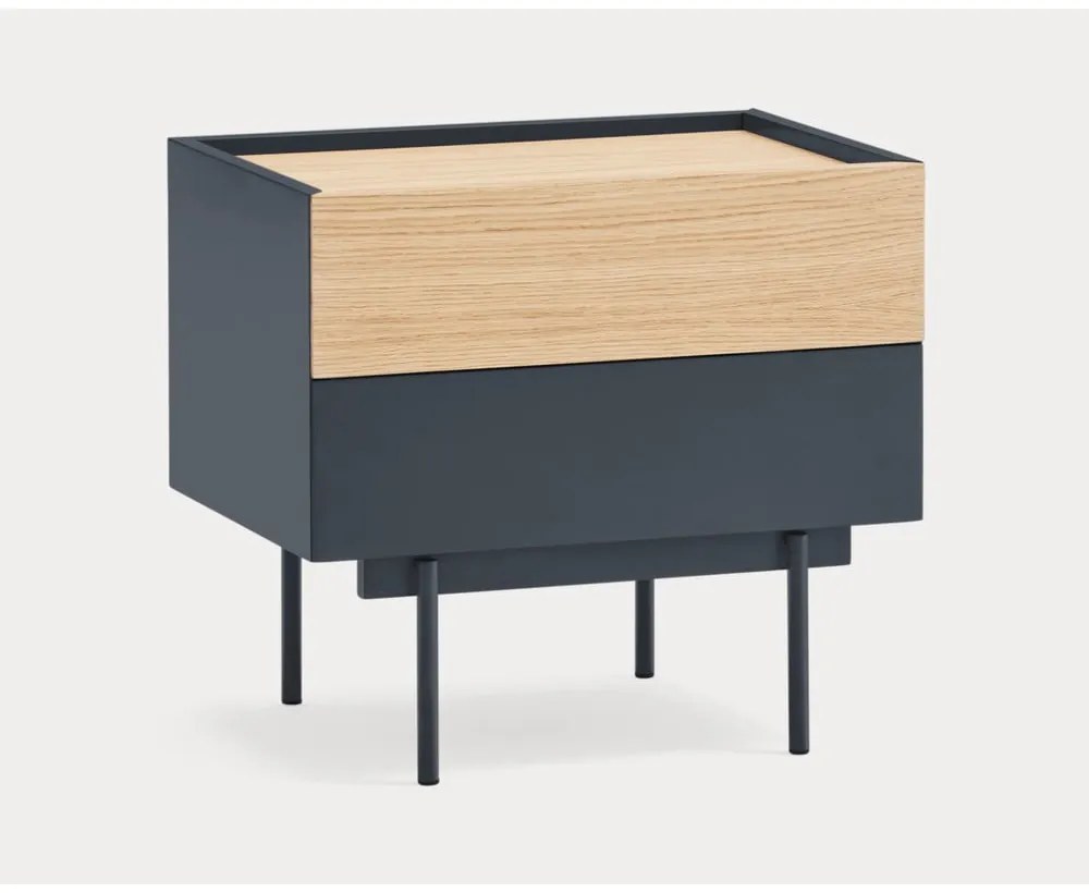 Nočný stolík v dekore duba v antracitovo-prírodnej farbe Otto – Teulat
