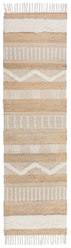 Béžový jutový behúň Flair Rugs Medina, 60 x 230 cm