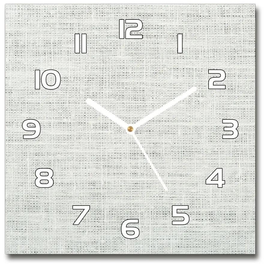 Sklenené hodiny štvorec Ľanové biele plátno pl_zsk_30x30_f_53512774