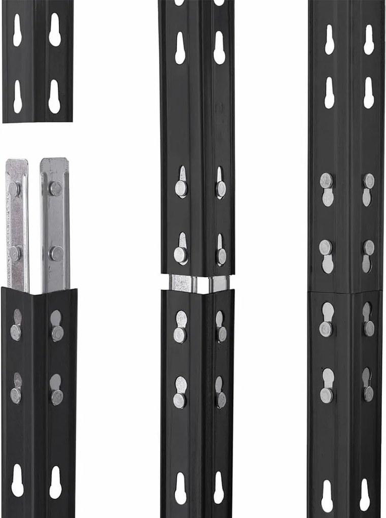 Kovové regály RIVET PRO 180x150x45 DTD drevotrieska 4 úrovne antracitová sivá