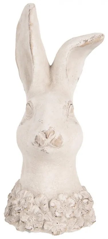 Béžová antik cementová busta králik - 12*10*24 cm
