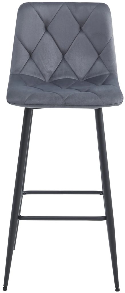 AKCIA Tmavosivá barová stolička NADO VELVET s čiernymi nohami II. akosť