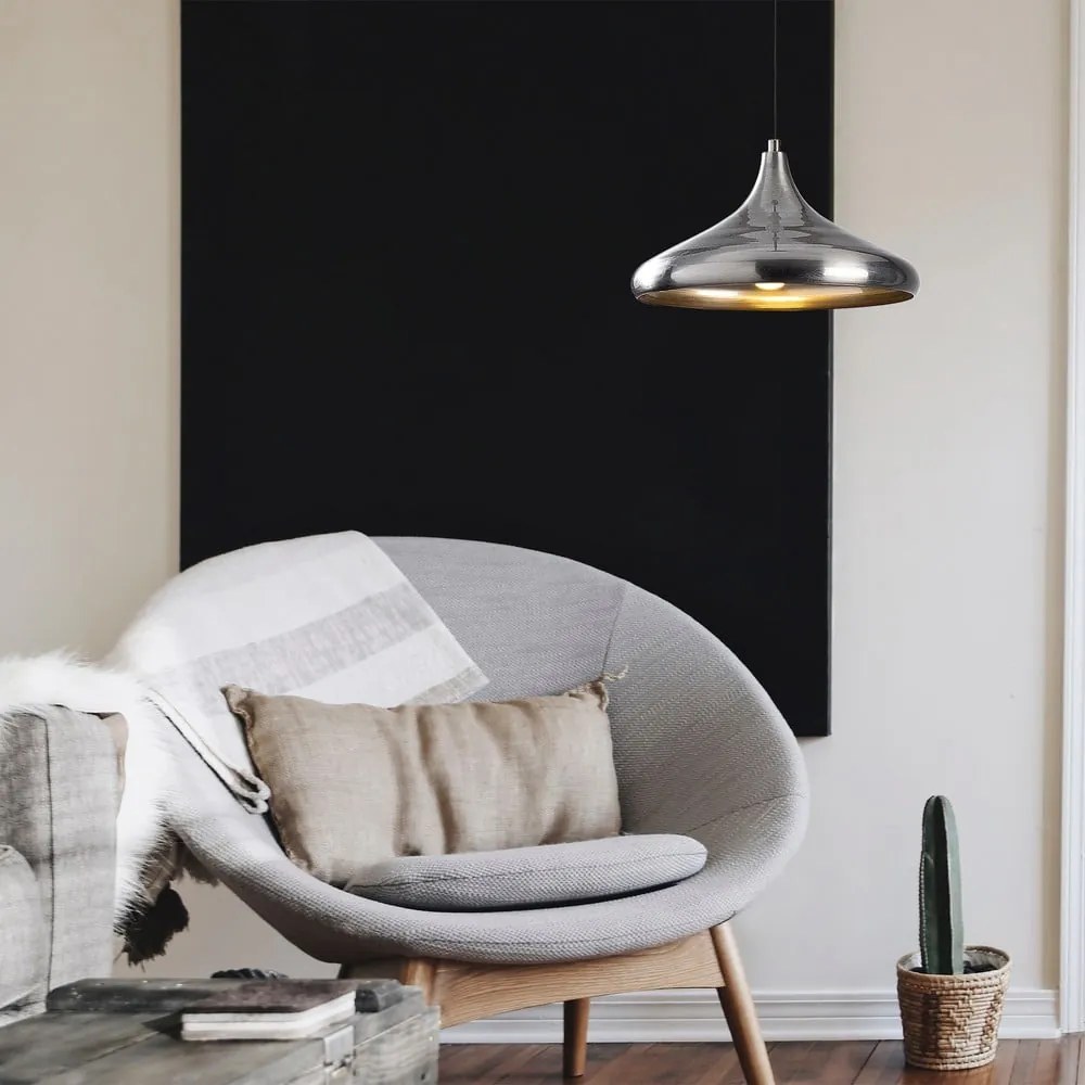 Závesné svietidlo v striebornej farbe s kovovým tienidlom ø 35 cm Nile – Opviq lights