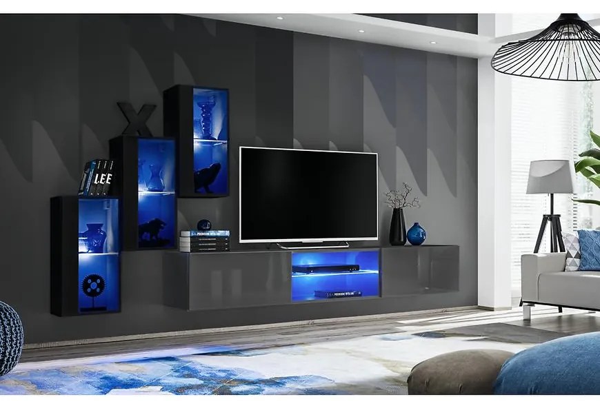 Obývacia Stena Switch Xxii Čierna/Grafit