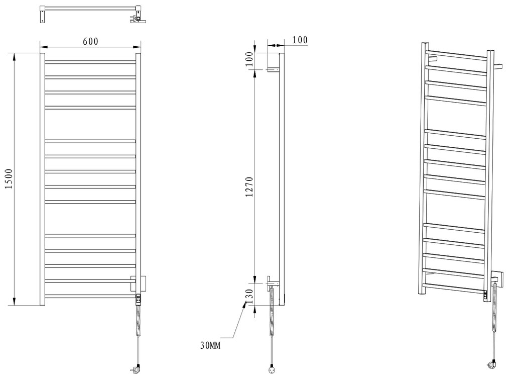 Sapho, ESKINADO Elektrický sušiak uterákov, hranatý, 600x1500mm, 130W, nerez, časovač, ER450T