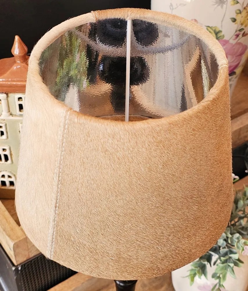 Svetlo hnedé tienidlo na lampu z hovädzej kože - Ø 20* Ø 15*15cm