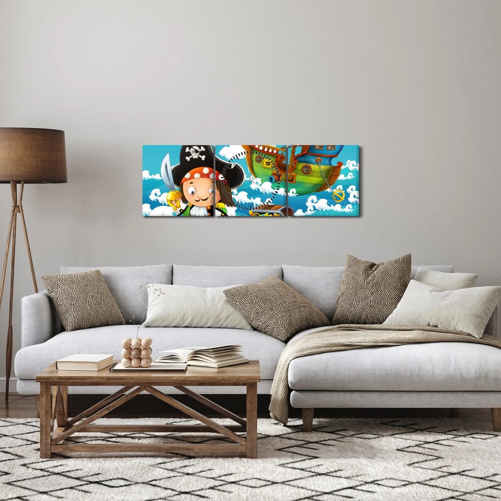 Obraz - Pirátsky poklad (s hodinami) (90x30 cm)