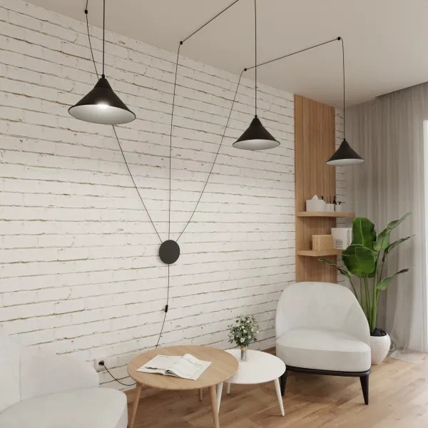 Luster na lanku ABRAMO 3xE27/15W/230V čierna