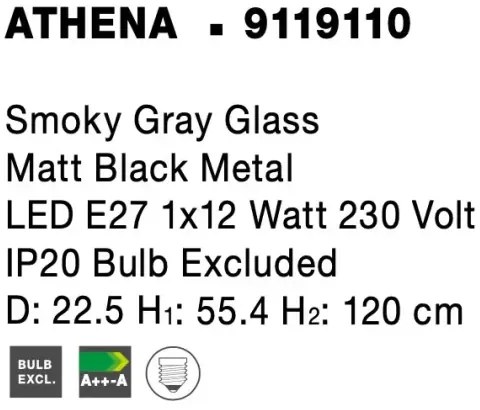Luxusný luster Athena 22.5 tmavo sivé