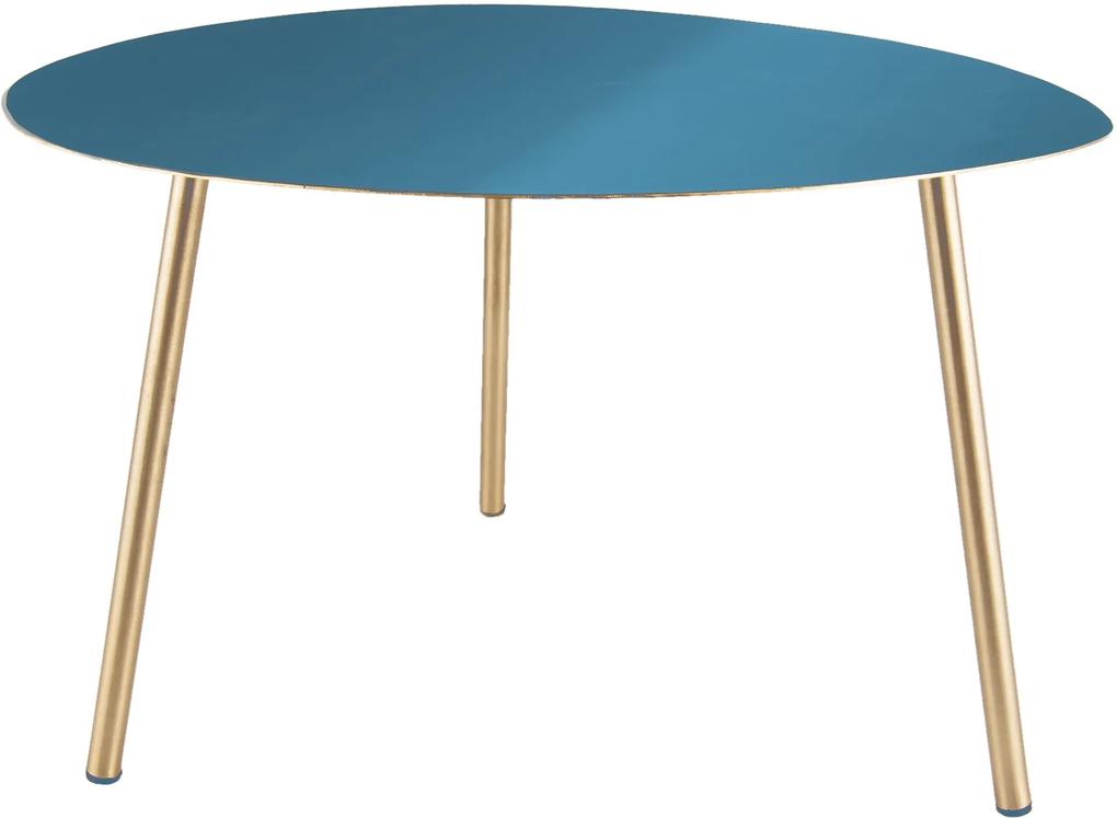 LEITMOTIV Malý modro zlatý stolík Ovoid 56 × 50 × 37 cm