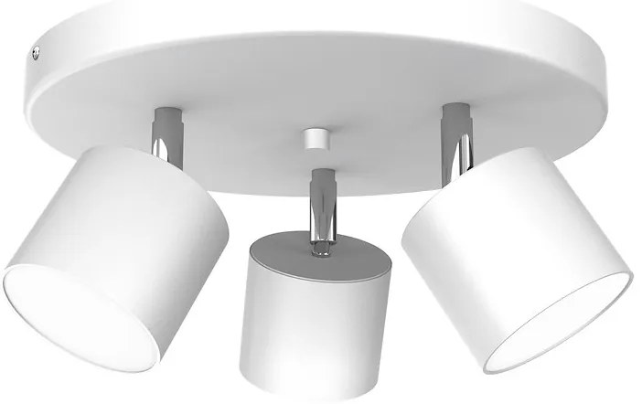 Bodové svietidlo Dixie, 3x biele kovové tienidlo, w/ch, o