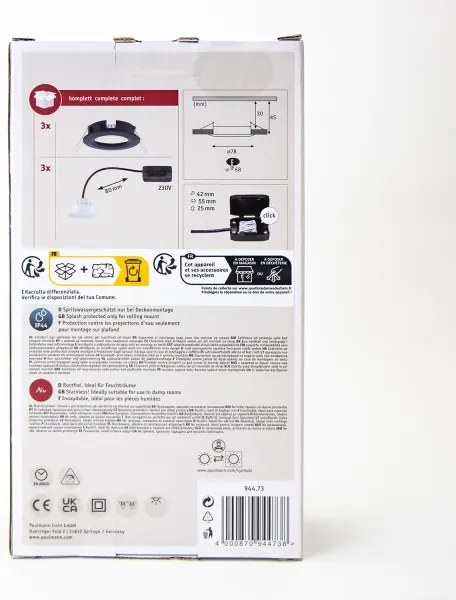 Paulmann 94473 - SADA 3xLED/6W IP44 Kúpeľňové podhľadové svietidlo NOVA 230V