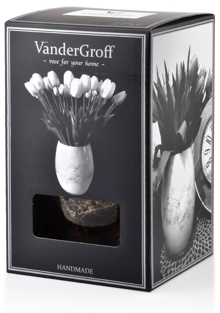 Váza Cristie 20 cm čierna/biela/zlatá